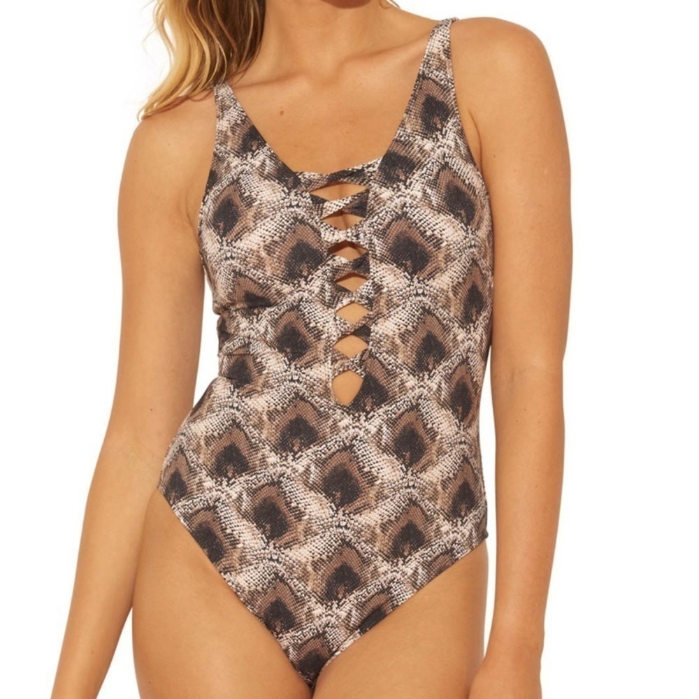 BLEU Rod Beattie Skin Games Lace Down Swimsuit